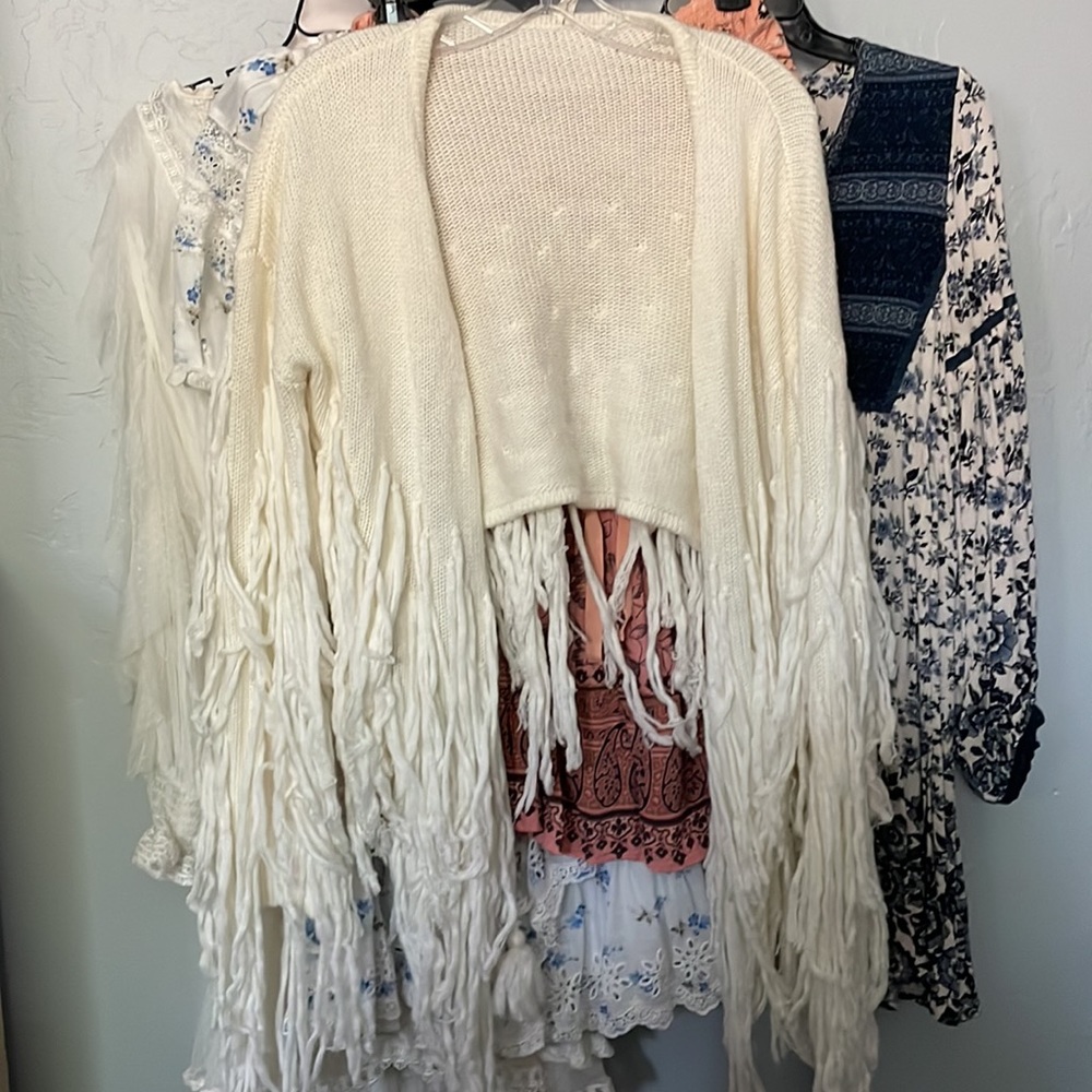 Spell and the gypsy designs rare vintage Leila tassel cardigan cropped shrug - Picture 6 of 16